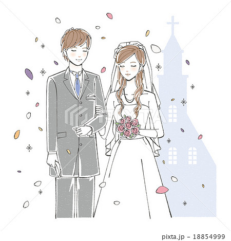 新郎新婦 ウェディングドレス ウェディング 結婚のイラスト素材