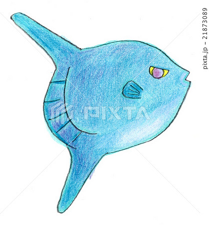 手描き 色鉛筆 魚 マンボーのイラスト素材