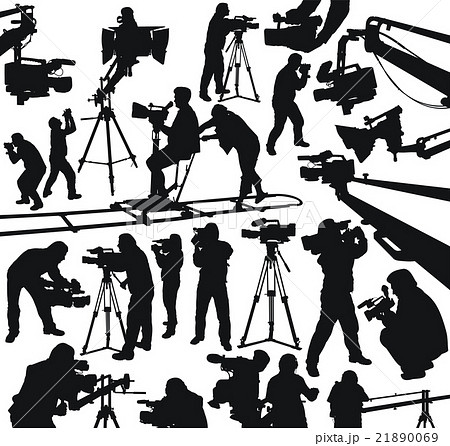 ビデオカメラ 白背景 クレーン 映画産業のイラスト素材