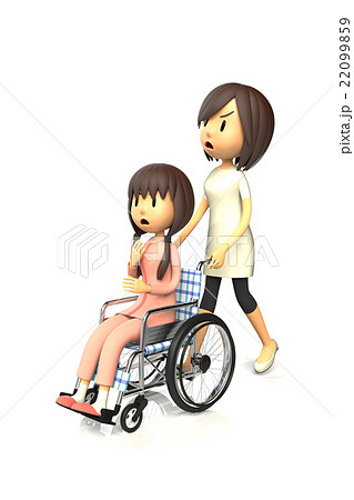車椅子 病人 少女 女の子のイラスト素材