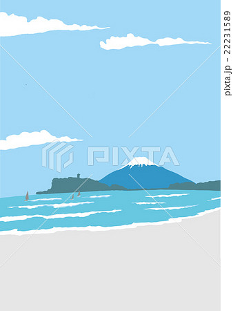 江ノ島 富士山 海 海岸のイラスト素材