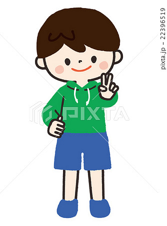 ピース 男の子 ベクター ポーズのイラスト素材