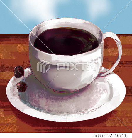 コーヒー豆 絵 コーヒーカップ 焙煎豆のイラスト素材