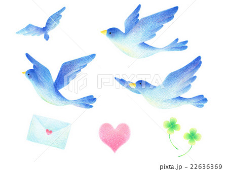 青い鳥のイラスト素材 Pixta