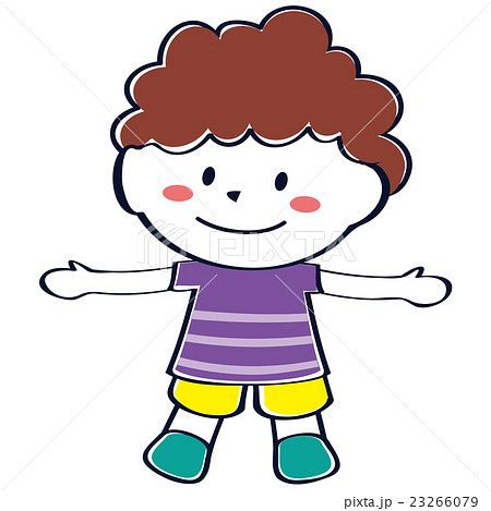 ベクター 子ども 全身 ふわふわのイラスト素材