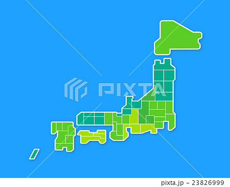 北陸地方 日本地図 東北 九州 四国 中国のイラスト素材