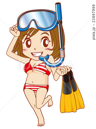 水着 シュノーケル 海水浴 ベクターのイラスト素材
