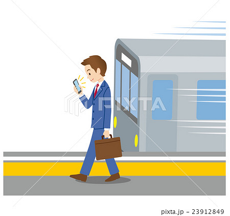 歩きスマホ ながらスマホ 事故 電車のイラスト素材 歩きスマホ ながらスマホ 事故 電車のイラスト素材