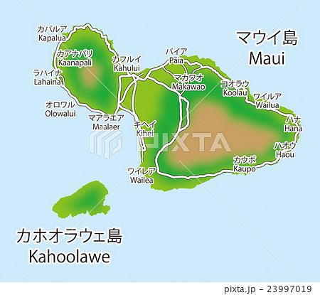 ハワイ 地図 オアフ島 ホノルルのイラスト素材