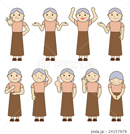 おばあさん 老人 女性 70代のイラスト素材