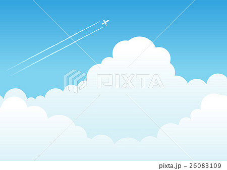 青空と飛行機雲のイラスト素材