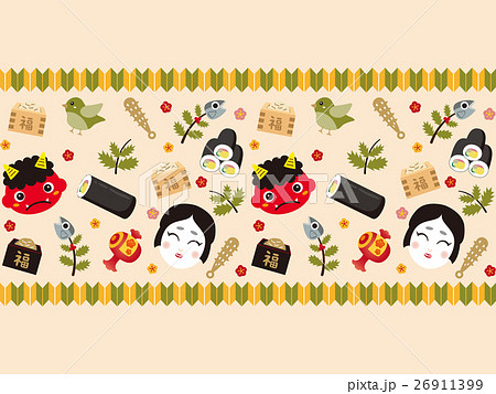 節分 ライン ライン素材 ベクターのイラスト素材