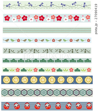 ベクター ライン 和柄 セットのイラスト素材