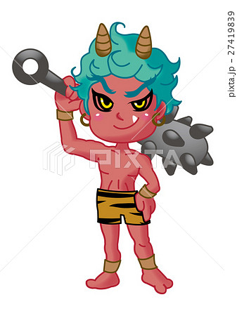 子供 鬼 赤鬼 全身のイラスト素材