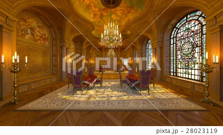 椅子 テーブル 貴族 会食の写真素材