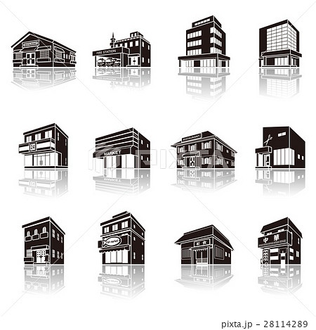 建物の影のイラスト / 立体図形