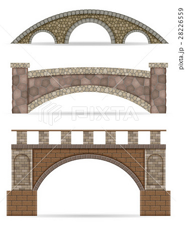 レンガ製のアーチ橋のイラスト素材