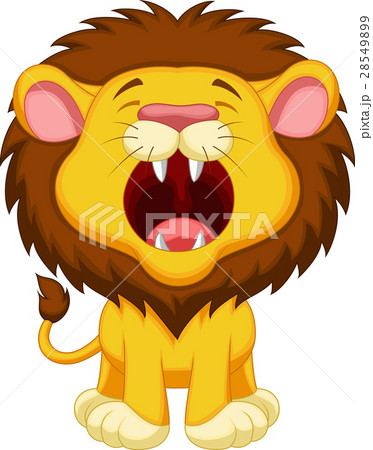 マンガ 漫画 ライオン 吠えるのイラスト素材