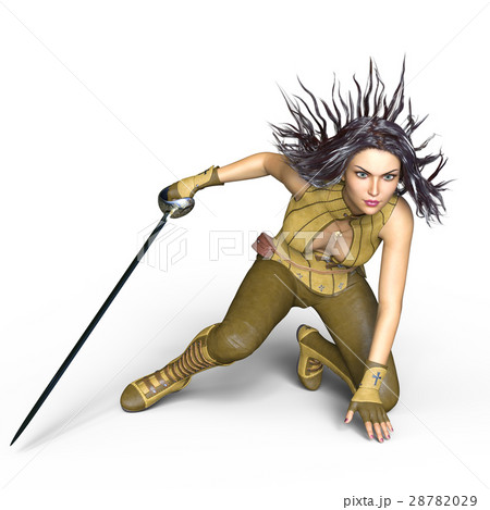 女 女性 サーベル 剣士のイラスト素材