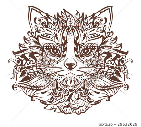 ねこ ネコ 猫 刺青のイラスト素材