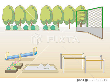 学校 校庭 グランド グラウンドのイラスト素材