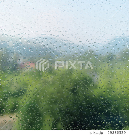 Drops Of Water On Glass Nature Rain Realisticのイラスト素材