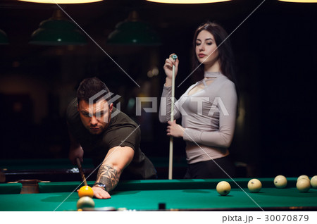 玉突き ゲームの写真素材