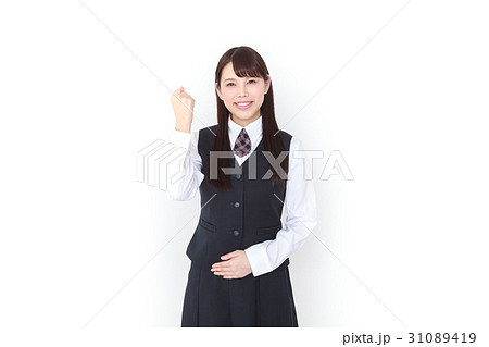 頑張れー ポーズの写真素材