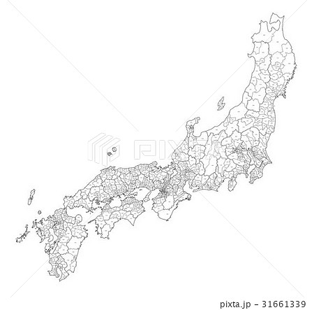 地図塗り絵のイラスト素材