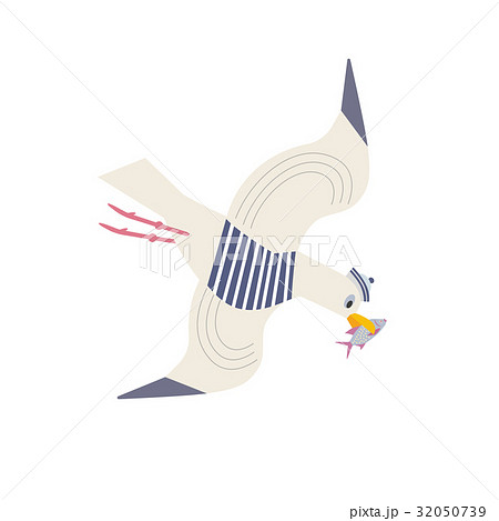 鳥 カモメ 海鳥 かわいいのイラスト素材 Pixta