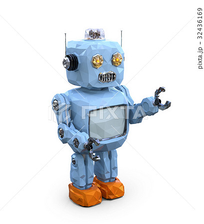 ローポリ レトロ ロボット ボットのイラスト素材