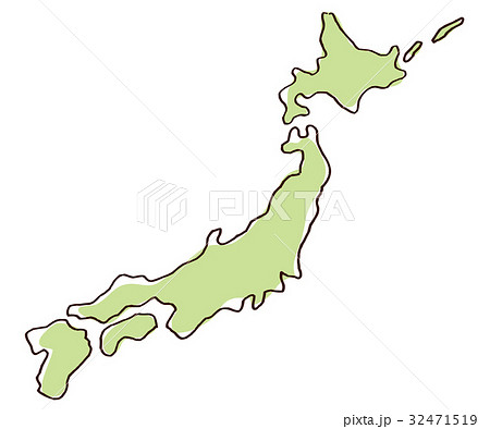 日本 日本地図 日本列島 手描きのイラスト素材
