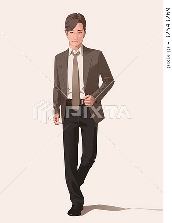 男性 スーツ 背広 立ち姿のイラスト素材
