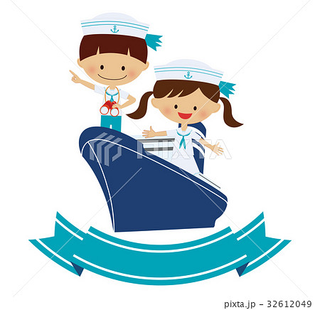 水兵 セーラー服 女の子 笑顔のイラスト素材