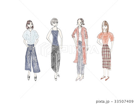 女性 ファッション ワンピース ロングスカートのイラスト素材 女性 ファッション ワンピース ロングスカートのイラスト素材