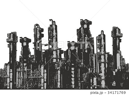 化学プラントのイラスト素材
