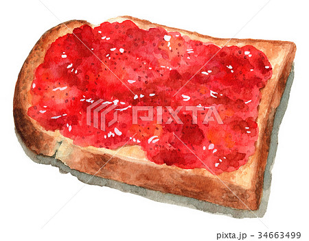 食パン パン ジャム イチゴのイラスト素材