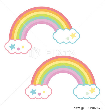 ゆめかわいい パステルカラー 虹 雲のイラスト素材