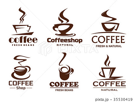 コーヒー マーク ロゴ コーヒー豆の写真素材