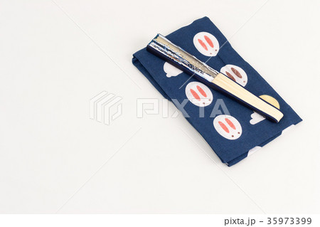 手ぬぐいと扇子の写真素材