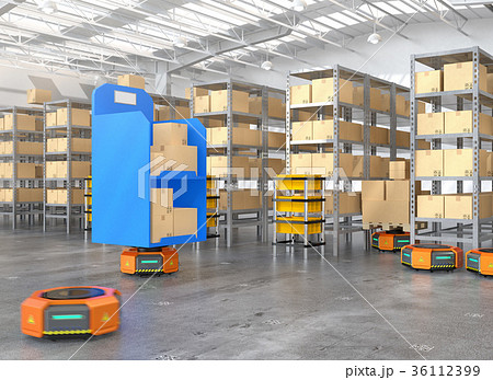 ロボット 物流 倉庫 運搬のイラスト素材