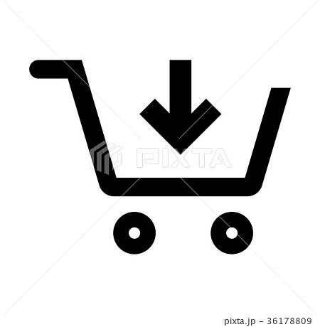 ショッピング ショッピングカート イラスト 白抜きの写真素材