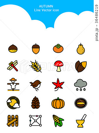 Set Of Icon - Symbolizing Summer And Autumn 002 - 스톡일러스트 [36486219] - Pixta