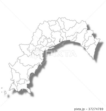 高知 高知県 地図 白地図のイラスト素材