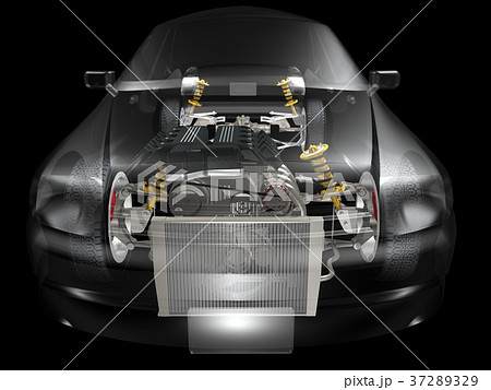 3dcg 車 スケルトン エンジンのイラスト素材
