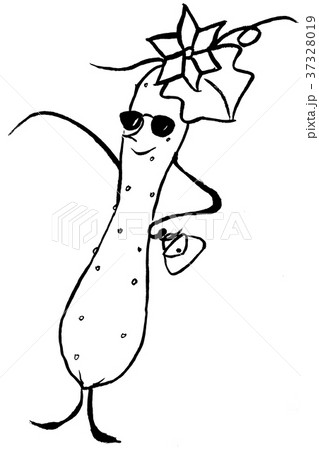 胡瓜 きゅうり 野菜 擬人化のイラスト素材