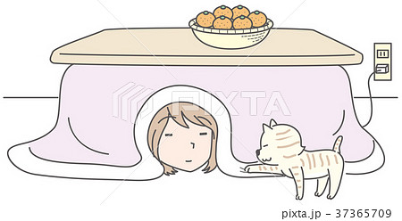 こたつ 猫のイラスト素材