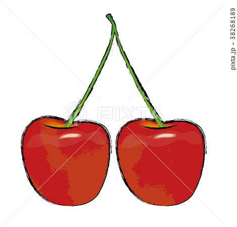 さくらんぼ 水墨画 果物 果実のイラスト素材 - PIXTA