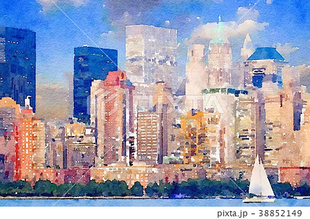 摩天楼 ニューヨーク マンハッタン 都市風景のイラスト素材