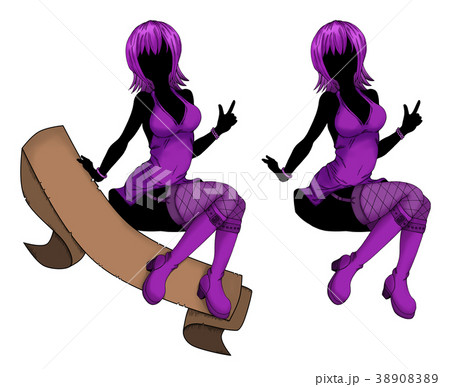 ワンピース 女性 座る アニメのイラスト素材